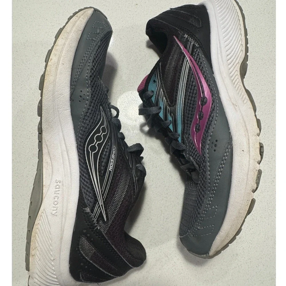 Saucony Cohesion Womens Running‎ Shoes Grey Black Pink Athletic Sneakers